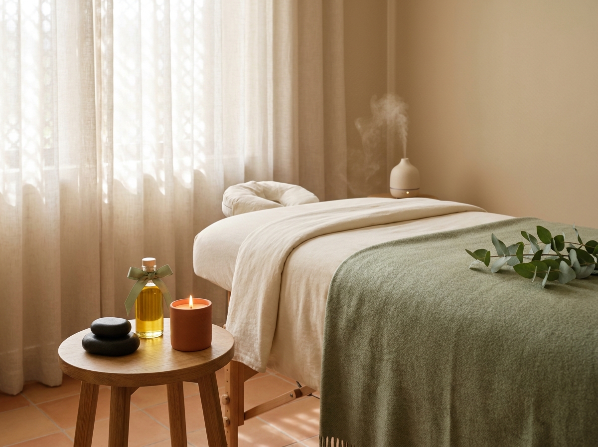 Relaxing Massage Room with Hot Stones